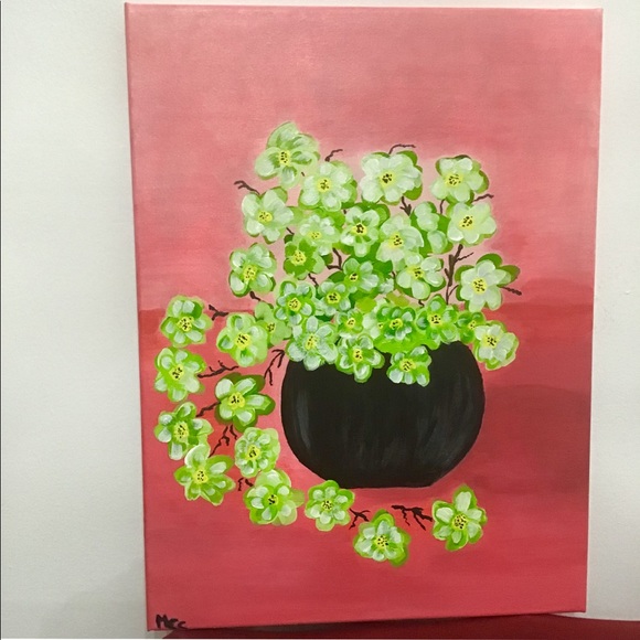 Flowers in a vase Original Acrylic Painting 16”x12” - Picture 3 of 4